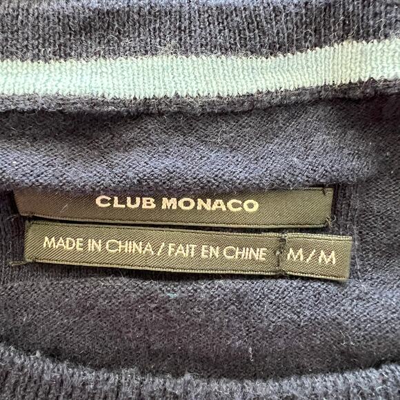 CLUB MONACO Men's Blue Sz M Argyle Sweater Cashmere Blend Lightweight Preppy - Picture 4 of 4